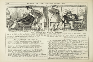 Ein altes Buchcover mit einem Mann in einem Anzug, der in einem Stuhl sitzt und nachdenklich eine Frau anschaut, mit dem Titel "Die Macht der öffentlichen Meinung" auf der Seite.