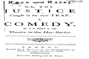 Ein Schwarz-Weiß-Plakat mit fetter, schwarzer Schrift, auf dem "Vergewaltigung auf Vergewaltigung oder die Gerechtigkeit, die in ihrer eigenen Falle gefangen ist" steht, wahrscheinlich Ankündigung einer Comedy-Show.