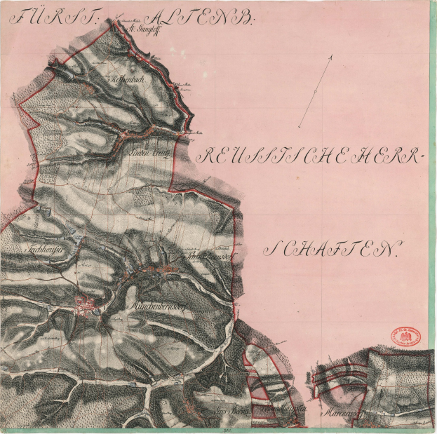Alte detaillierte Karte von Schaffen, Deutschland, mit Straßen, Gebäuden, Sehenswürdigkeiten und textuellen Daten zu Bevölkerung, Dichte und Lage.
