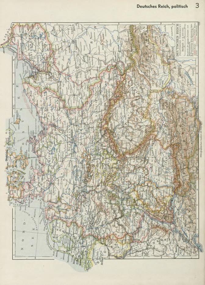 Eine Karte von Deutschland aus dem 19. Jahrhundert, die die politischen Grenzen zeigt.