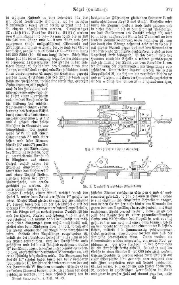 Ein Bild aus einem Buch mit einer Zeichnung einer Maschine und der Aufschrift "Deutsches Patent 977,977" sowie mehreren Abbildungen der Maschine.